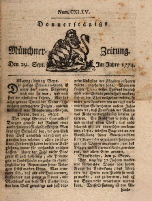 Münchner Zeitung (Süddeutsche Presse) Donnerstag 29. September 1774