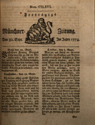 Münchner Zeitung (Süddeutsche Presse) Freitag 30. September 1774