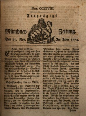 Münchner Zeitung (Süddeutsche Presse) Freitag 25. November 1774