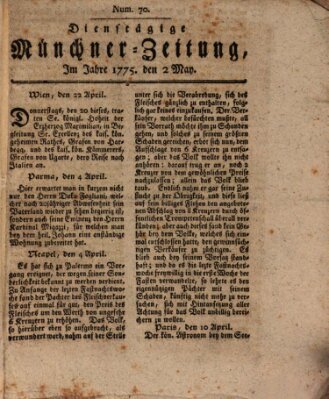 Münchner Zeitung (Süddeutsche Presse) Dienstag 2. Mai 1775