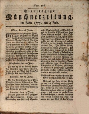 Münchner Zeitung (Süddeutsche Presse) Dienstag 4. Juli 1775