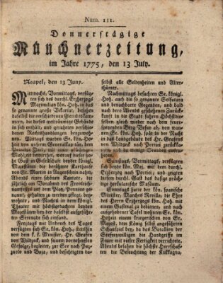 Münchner Zeitung (Süddeutsche Presse) Donnerstag 13. Juli 1775