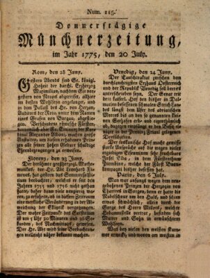 Münchner Zeitung (Süddeutsche Presse) Donnerstag 20. Juli 1775