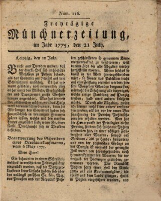 Münchner Zeitung (Süddeutsche Presse) Freitag 21. Juli 1775