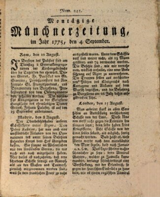 Münchner Zeitung (Süddeutsche Presse) Montag 4. September 1775