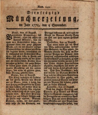 Münchner Zeitung (Süddeutsche Presse) Dienstag 5. September 1775