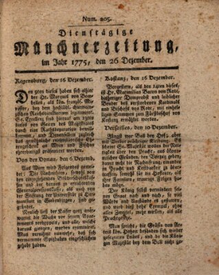 Münchner Zeitung (Süddeutsche Presse) Dienstag 26. Dezember 1775