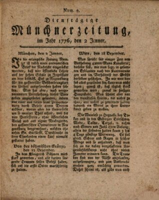 Münchner Zeitung (Süddeutsche Presse) Dienstag 2. Januar 1776