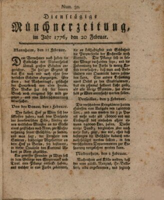 Münchner Zeitung (Süddeutsche Presse) Dienstag 20. Februar 1776