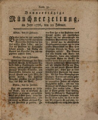 Münchner Zeitung (Süddeutsche Presse) Donnerstag 22. Februar 1776