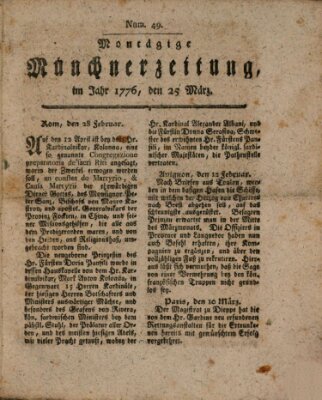 Münchner Zeitung (Süddeutsche Presse) Montag 25. März 1776