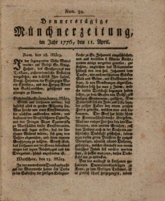 Münchner Zeitung (Süddeutsche Presse) Donnerstag 11. April 1776