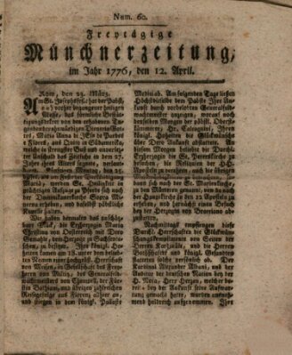 Münchner Zeitung (Süddeutsche Presse) Freitag 12. April 1776