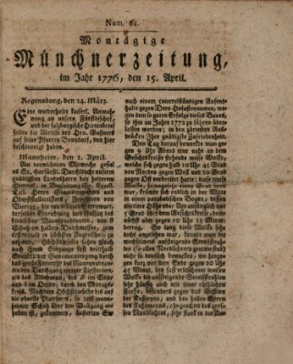 Münchner Zeitung (Süddeutsche Presse) Montag 15. April 1776