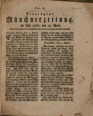 Münchner Zeitung (Süddeutsche Presse) Freitag 19. April 1776