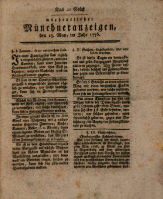 Münchner Zeitung (Süddeutsche Presse) Mittwoch 15. Mai 1776