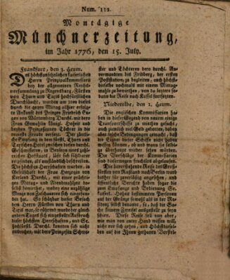 Münchner Zeitung (Süddeutsche Presse) Montag 15. Juli 1776