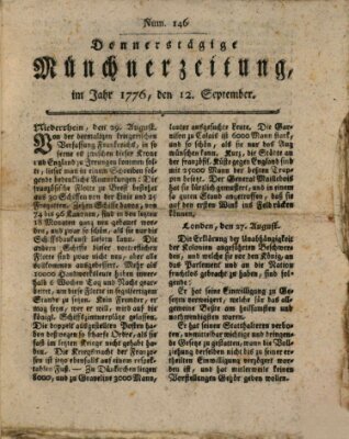 Münchner Zeitung (Süddeutsche Presse) Donnerstag 12. September 1776