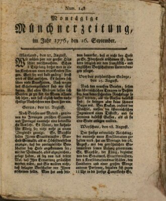 Münchner Zeitung (Süddeutsche Presse) Montag 16. September 1776