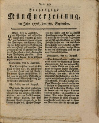 Münchner Zeitung (Süddeutsche Presse) Freitag 20. September 1776