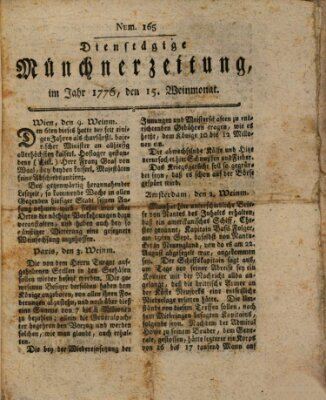 Münchner Zeitung (Süddeutsche Presse) Dienstag 15. Oktober 1776