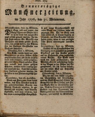 Münchner Zeitung (Süddeutsche Presse) Donnerstag 31. Oktober 1776