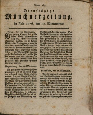 Münchner Zeitung (Süddeutsche Presse) Dienstag 19. November 1776