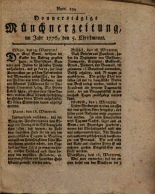 Münchner Zeitung (Süddeutsche Presse) Donnerstag 5. Dezember 1776