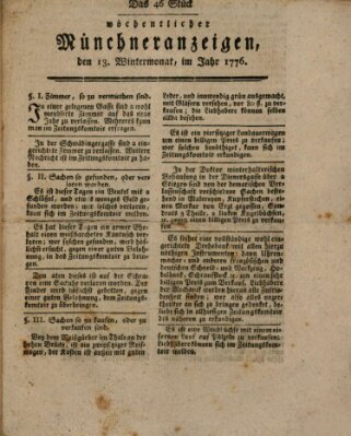 Münchner Zeitung (Süddeutsche Presse) Freitag 13. Dezember 1776