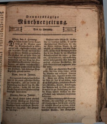 Münchner Zeitung (Süddeutsche Presse) Donnerstag 13. Februar 1777