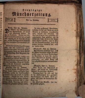 Münchner Zeitung (Süddeutsche Presse) Freitag 14. Februar 1777