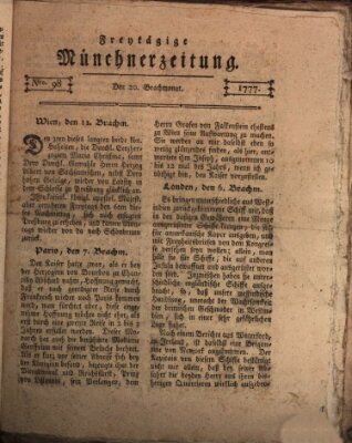 Münchner Zeitung (Süddeutsche Presse) Freitag 20. Juni 1777