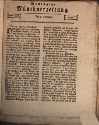 Münchner Zeitung (Süddeutsche Presse) Montag 7. Juli 1777