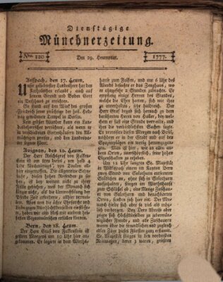 Münchner Zeitung (Süddeutsche Presse) Dienstag 29. Juli 1777