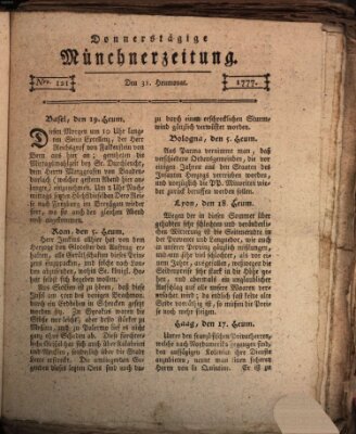 Münchner Zeitung (Süddeutsche Presse) Donnerstag 31. Juli 1777