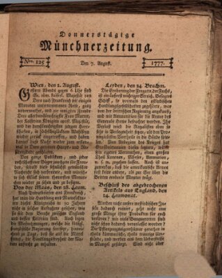 Münchner Zeitung (Süddeutsche Presse) Donnerstag 7. August 1777