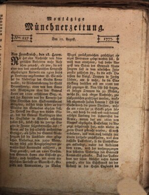 Münchner Zeitung (Süddeutsche Presse) Montag 11. August 1777