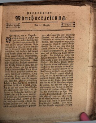 Münchner Zeitung (Süddeutsche Presse) Friday 15. August 1777
