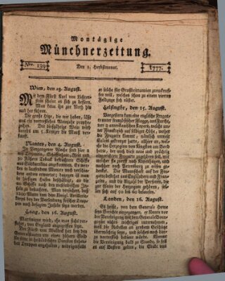 Münchner Zeitung (Süddeutsche Presse) Montag 1. September 1777