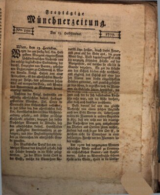 Münchner Zeitung (Süddeutsche Presse) Freitag 19. September 1777