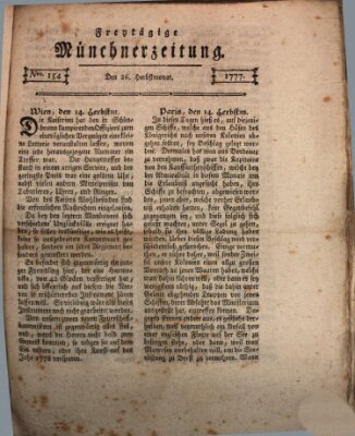 Münchner Zeitung (Süddeutsche Presse) Freitag 26. September 1777