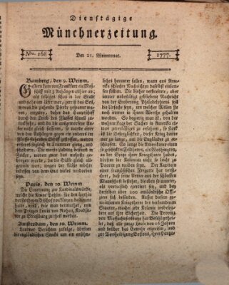 Münchner Zeitung (Süddeutsche Presse) Dienstag 21. Oktober 1777