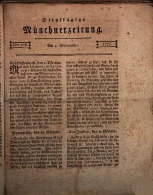 Münchner Zeitung (Süddeutsche Presse) Dienstag 4. November 1777