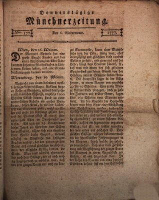 Münchner Zeitung (Süddeutsche Presse) Donnerstag 6. November 1777