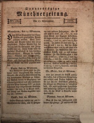 Münchner Zeitung (Süddeutsche Presse) Donnerstag 27. November 1777