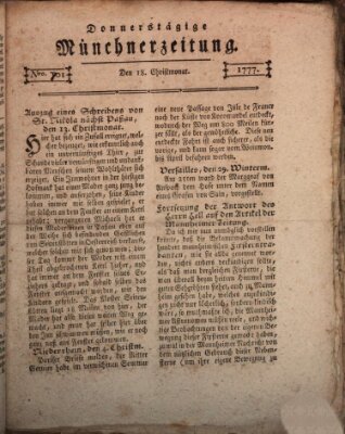 Münchner Zeitung (Süddeutsche Presse) Donnerstag 18. Dezember 1777