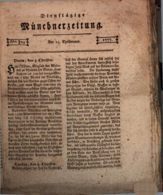 Münchner Zeitung (Süddeutsche Presse) Dienstag 23. Dezember 1777