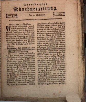 Münchner Zeitung (Süddeutsche Presse) Dienstag 30. Dezember 1777