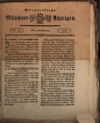 Münchner Zeitung (Süddeutsche Presse) Mittwoch 4. Juni 1777