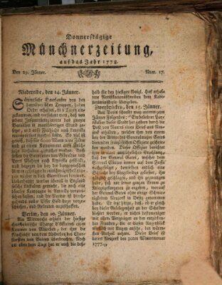 Münchner Zeitung (Süddeutsche Presse) Donnerstag 29. Januar 1778